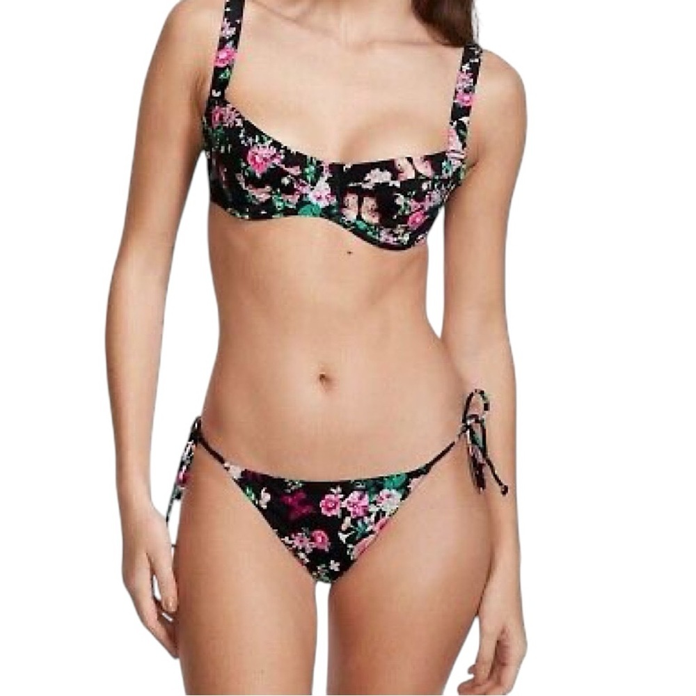 VICTORIA’S SECRET Essential Wicked Black Floral Bikini Set